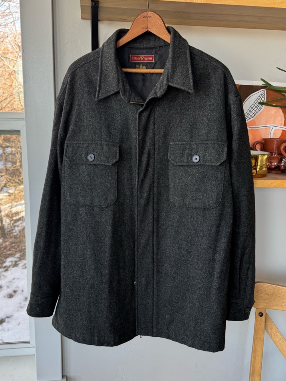 Oxford & Fulham Gray Wool Shacket Size Medium